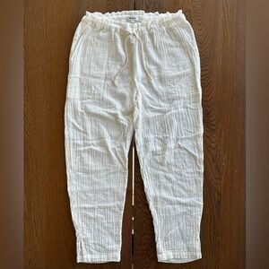 Madewell Drawstring Pants Lightspun Cotton Gauze Ivory White Beach Pants